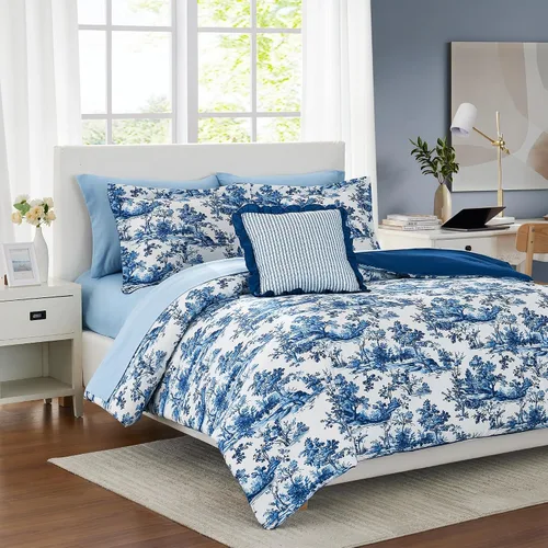 Vista 11 de Modern Threads - Juego de edredón de la colección Granada - Microfibra reversible - Elegante juego de cama estampado - Incluye edredón, sábanas