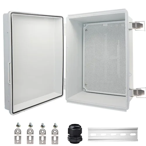 Vista 30 de Caja eléctrica impermeable, caja de conexiones IP67, pestillo de acero inoxidable, cubierta transparente con bisagras, carcasa para proyectos