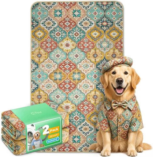 Vista 101 de FXW Almohadillas lavables para orina para perros, almohadillas para cachorros con súper absorbentes, diseñadas específicamente para jaulas de 24