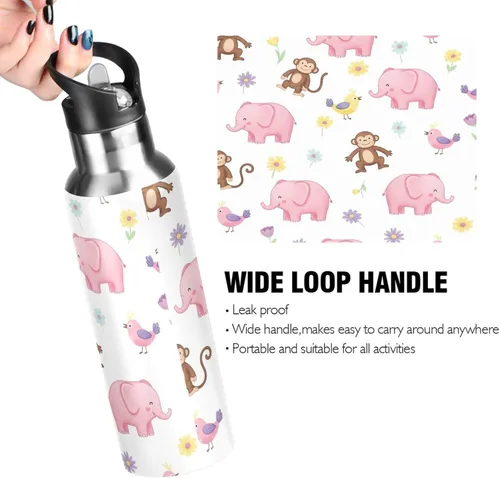 Vista 4 de Cute Elephants Stainless Steel Vacuum Insulated Water Bottle 32 Oz Leakproof Water Bottles, BPA-Free Sport Water Bottle Insulated