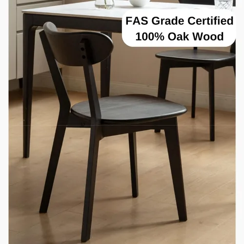 Vista 4 de Silla de comedor de roble macizo para cocina (1, negro) Contoured seat for comfort. Non-slip feet, sturdy wood. Quick assembly. For dining
