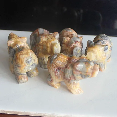 Vista 8 de Figura de oso de cristal tallada a mano de 2 '' talla de animal (ágata de encaje loco 2)