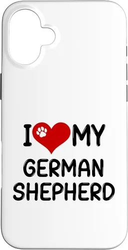 Vista 23 de I Love My German Shepherd Pet Dog Breed Retro Heart Case for iPhone 17