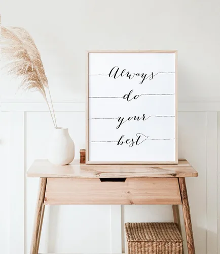 Vista 6 de Always Do Your Best - Impresión artística de caligrafía, sin marco, 8 x 10 pulgadas, cita inspiradora, arte de pared elegante y motivacional