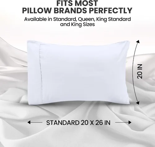 Vista 2 de Utopia Bedding Fundas de almohada estándar, paquete de 2, cierre de sobre, tela de microfibra cepillada suave, fundas de almohada resistentes al