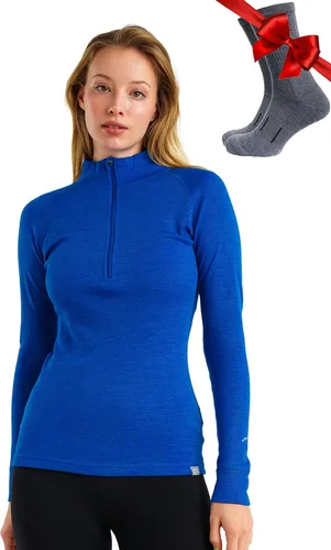 Vista 17 de Suéter 100% de lana merino con cremallera para mujer, capa base térmica con . 250 negro