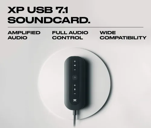 Vista 2 de Fnatic React+ - Auriculares para juegos electrónicos con controladores de 2.087in, sonido envolvente preciso 7.1 y tarjeta de sonido USB avanzada