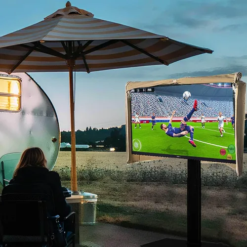 Vista 9 de IC ICLOVER Funda para soporte de TV móvil de 30 a 32 pulgadas, cubierta impermeable para TV al aire libre para soporte rodante, protector de Beige