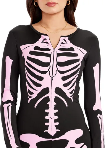 Vista 27 de Tipsy Elves Form Fitting & Flattering Skeleton Bodysuit for Halloween - Women's Skeleton Costume