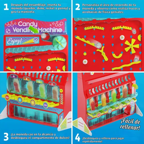 Vista 3 de Thames & Kosmos Kit STEM de máquina expendedora de dulces de 2 pies de altura Construye una máquina expendedora de dulces con 10 experimentos