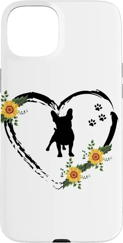 Vista 9 de iPhone 16 French Bulldog With Paw Prints And Sunflower Heart On White Case