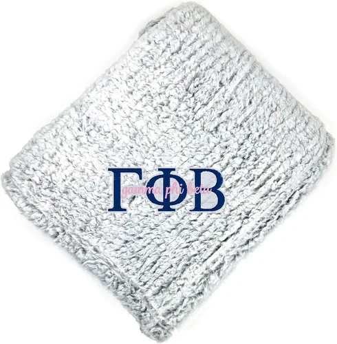 Vista 20 de Go Greek Chic Alpha Chi Omega - Manta de sherpa bordada (azul marino)