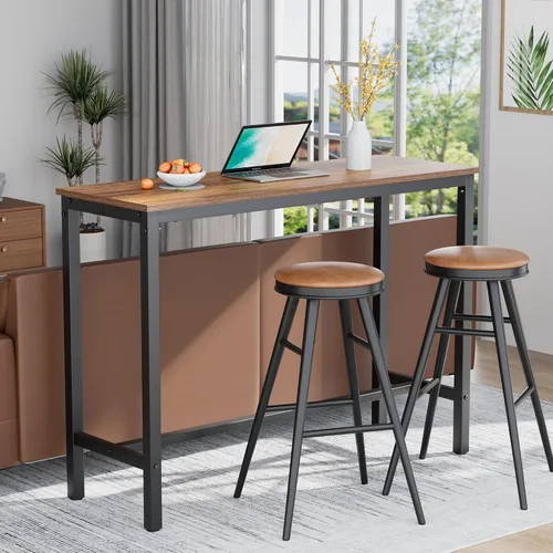 Vista 6 de Mr IRONSTONE - Mesa de bar, mesa alta de 47" para pub, mesa rectangular de altura de bar, consola/mesa de café para sofá, para espacios estrechos