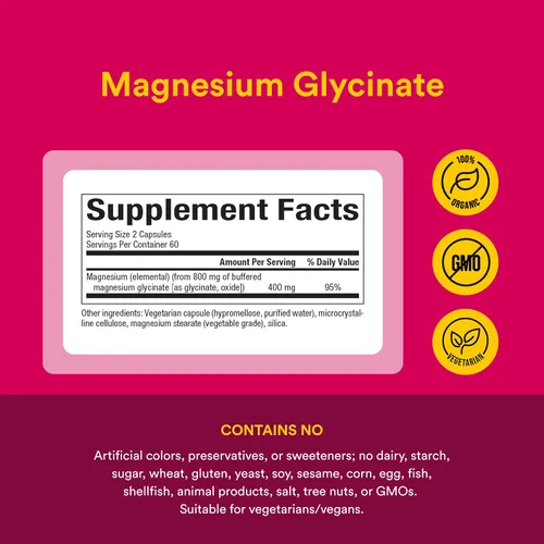 Vista 4 de Natural Factors Glicinato de magnesio – Suplemento de apoyo a la salud de todo el cuerpo – Suplemento de magnesio natural que apoya la fuerza ósea