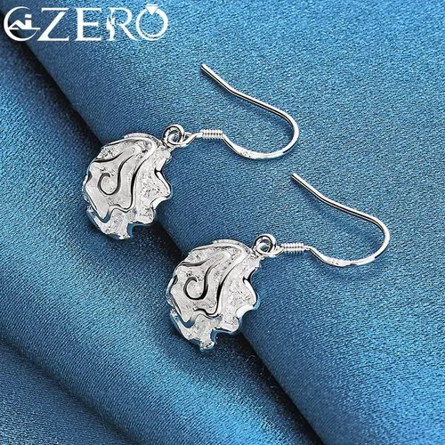 Vista 6 de SAGEKING 2024 New 925 Sterling Silver Elegant Rose Flower Drop Earrings For Woman Wedding Fashion Party Luxury Jewelry Engagement Gifts Fashion