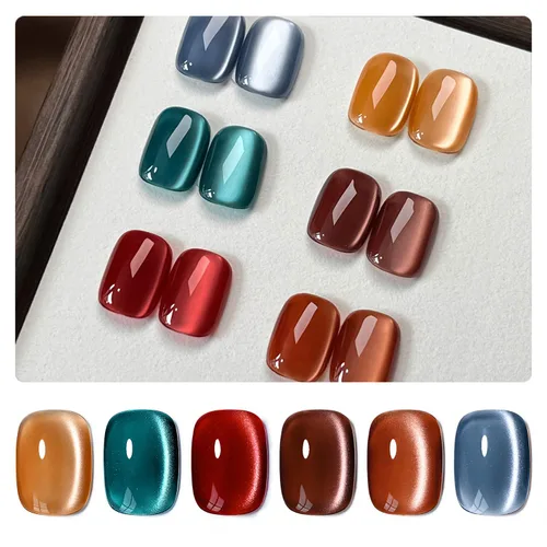 Vista 10 de GAOY Juego de esmaltes de uñas de gel con purpurina de ojo de gato con imán y galaxia colorida para ojos de gato holográficos, manicura de gel