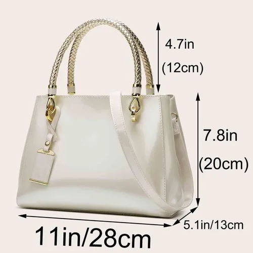 Vista 2 de Bolso elegante para mujer y bolso con asa superior, bolso de hombro de charol