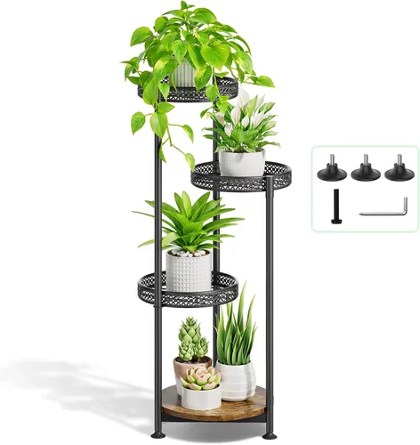 Vista 16 de Oppro - Soporte para plantas de interiores y exteriores, estante de metal de 3 niveles para macetas, soporte alto para múltiples plantas en esquina