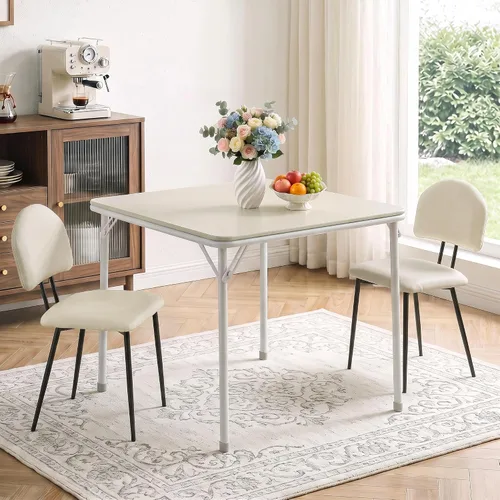 Vista 11 de VECELO Juego de mesa de comedor de 3 piezas, mesa de cocina redonda con 2 sillas tapizadas de terciopelo, diseño de ahorro de espacio para Marrón