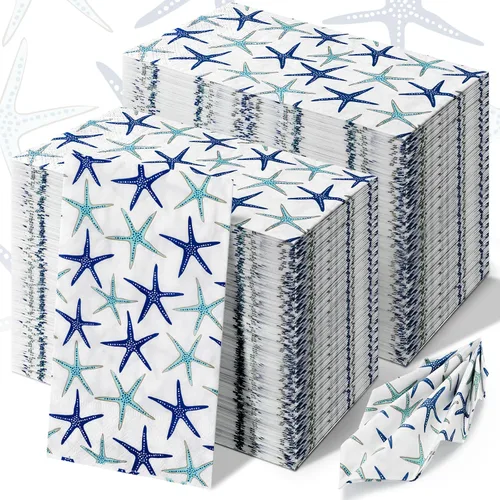 Vista 13 de Seajan 200 piezas de sombrillas de playa, servilletas de papel para invitados, toallas de mano desechables para baño, servilletas de papel