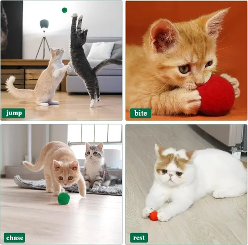 Vista 4 de Cat Toys - Lanzador de bolas – 31 piezas de juguetes interactivos de Navidad para gatos de interior, bolas festivas con bolas de pompón