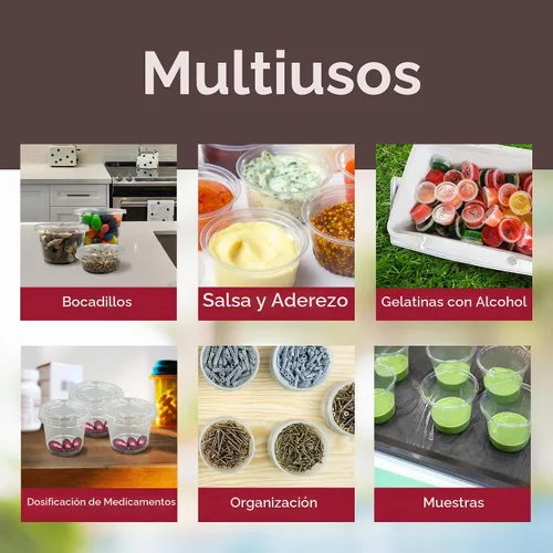 Vista 5 de Reli. Recipientes pequeños de 2 oz con tapas 500 juegos Vasos de plástico