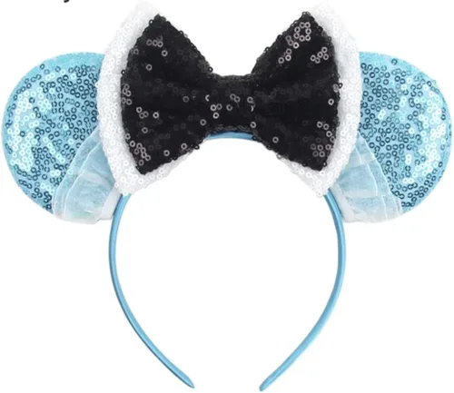 Vista 7 de CLGIFT Orejas de Minnie Mouse de Halloween, orejas de Minnie Naranja, orejas de Mickey Mouse negras, disfraz de Halloween.