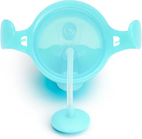 Vista 5 de Munchkin Any Angle Vaso Sippy para Niños Pequeños, Vaso con Pajita Lastrada a Prueba de Derrames con Asas de Transición para Bebés de 6 Meses en Azul
