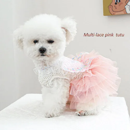 Vista 79 de ANIAC Daisy Vestidos para Perros Pequeños Hembra con Anillo para Correa, Nudo de Lazo Vestido de Boda para Cachorra, Traje de Gato de San Valentín
