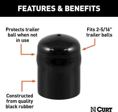 Vista 3 de Curt 21810 remolque balón de carcasa para 2 – 5/16" Hitch Balón de hule negro