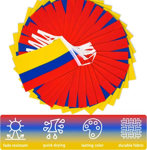 Vista 4 de Guirnalda de Banderines de Colombia, Pequeñas Mini Banderas Colombianas Guirnalda de Banderines, Decoración Nacional del País para Escuela, Fiesta