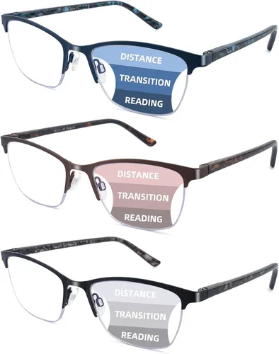 Vista 8 de HIYANJN Paquete de 4 lentes de lectura para mujeres y hombres, bloqueo de luz azul, lentes de metal con marco de acero inoxidable, lentes