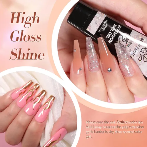 Vista 7 de BORN PRETTY Kit de Gel de Extensión Poli - Kit de Gel de Extensión de Uñas de 12 Colores Nude Transparente Rosa Gelatina Kit Todo-En-1 Gel