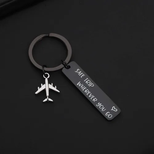 Vista 5 de ENSIANTH Llavero Safe Trip Wherever You Go - Llavero de viaje seguro para asistentes de vuelo, regalo de piloto, joyería de aviación, regalo