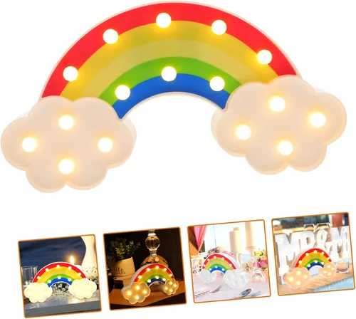 Vista 2 de Uonlytech Lámpara de modelado de arco iris, decoración de zorro, lámpara de escritorio decorativa, luz de neón arco iris, luz LED de escritorio