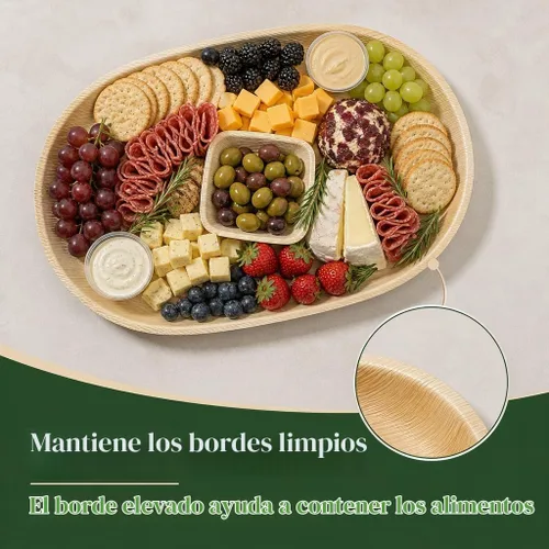 Vista 8 de Bandejas de bambú desechables de 17 x 12 pulgadas (10 piezas) Platos de bambú para servir, tableros desechables, vajilla ecológica para bodas