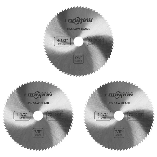 Vista 12 de Hoja de sierra circular HSS de 2 pulgadas 100T con eje de 3/8 pulgadas para madera de plástico PVC suave metal corte 3 unids