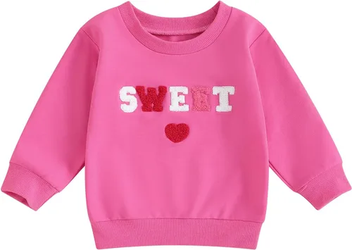 Vista 239 de Traje de San Valentín para bebé, niña, niño, traje de San Valentín, sudadera de manga larga con estampado de corazón