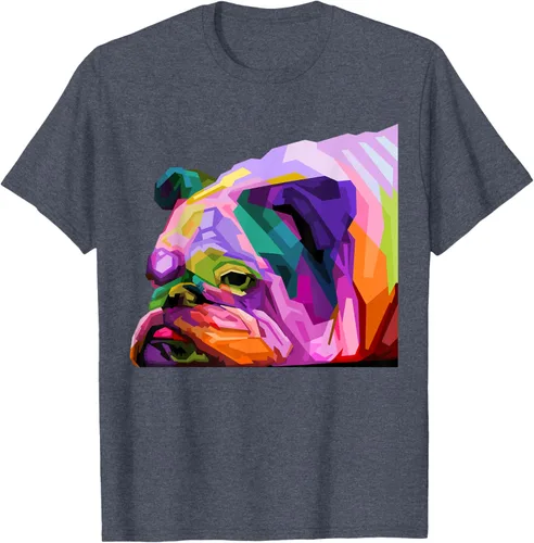 Vista 111 de Camiseta de retrato pop artístico de bulldog británico inglés para dueños de perros, Negro, S