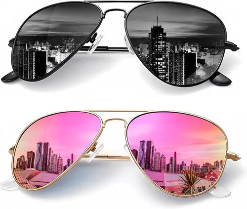 Vista 30 de KALIYADI Classic Aviator Sunglasses for Men Women Driving Sun glasses Polarized Lens UV Blocking Negro