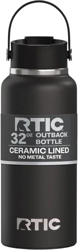 Vista 17 de RTIC - Botella de agua Outback de 32 oz (1 L), con revestimiento de cerámica, aislada, de acero inoxidable, doble pared con aislamiento al vacío