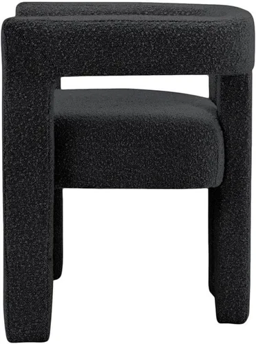 Vista 8 de Meridian Furniture Colección Athena Moderna Contemporánea Silla de Acento Comedor Tapizada en Tela Boucle, 25" An x 21" Pr x 27" Al, Negro