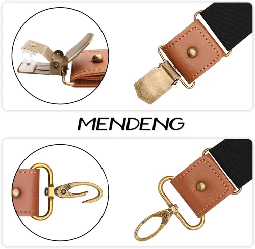 Vista 11 de MENDENG Tirantes de gancho giratorio de bronce vintage con 4 tirantes ajustables para hombre
