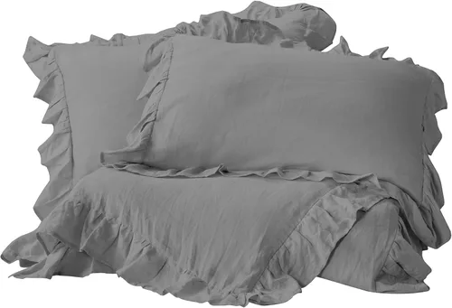 Vista 13 de Delara Juego de funda de edredón de algodón orgánico tamaño King, juego de ropa de cama de 3 piezas, funda de edredón suave tamaño King con 2