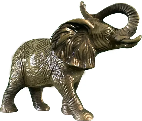Vista 2 de Elefante africano metal Statuette, Handcrafted figura decorativa Animal Escultura, aluminio decorativo Estatua, – Decoración de mesa estudio