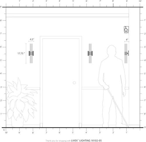 Vista 3 de Livex Lighting 10102-05 Aero - Luz de baño con 2 luces, cromada, 4.5" x 18