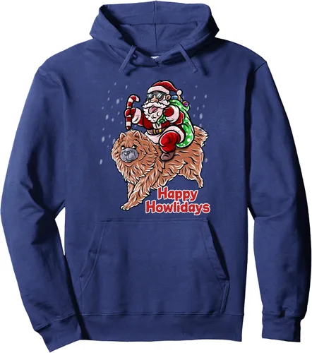 Vista 6 de Chow Chow Santa Claus Hat Merry Christmas Dog X-Mas Dogs Pullover Hoodie