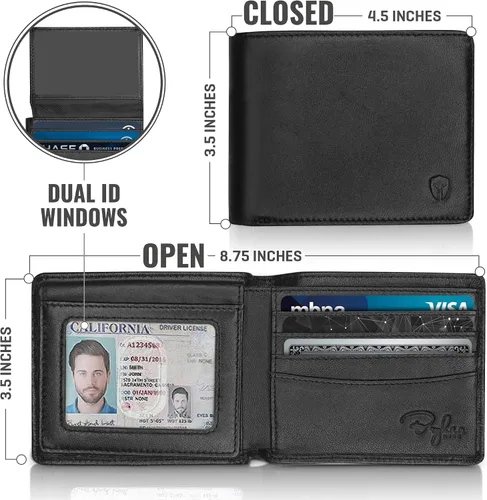 Vista 4 de Bryker Hyde - Billetera para hombre con protección de RFID, doble tapa, para 1 o 2 tarjetas de identificación, capacidad extra, billetera de viaje