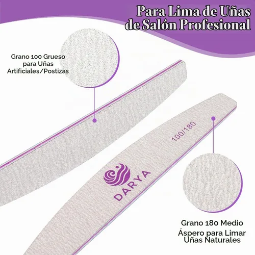 Vista 3 de DARYA Limas de uñas (12 piezas) de doble cara de grano 100/180 para uñas acrílicas, lima de uñas naturales, duraderas, lavables, lima de uñas