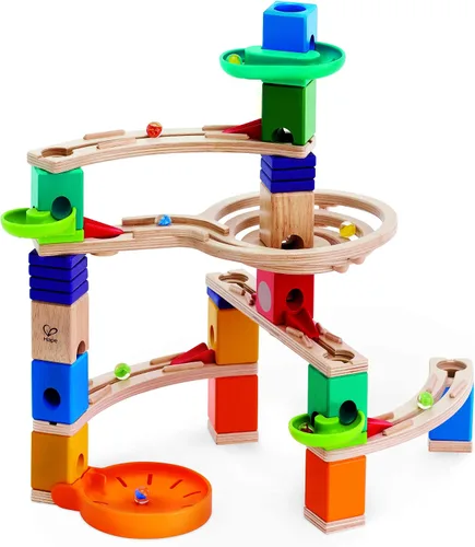 Vista 4 de Hape Quadrilla Cliffhanger Bloques de Pista de Canicas de Madera Juego de Laberinto de Canicas, Juguetes de Construcción de Desarrollo STEM